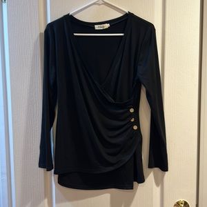 Womens v neck long sleeve black tshirt